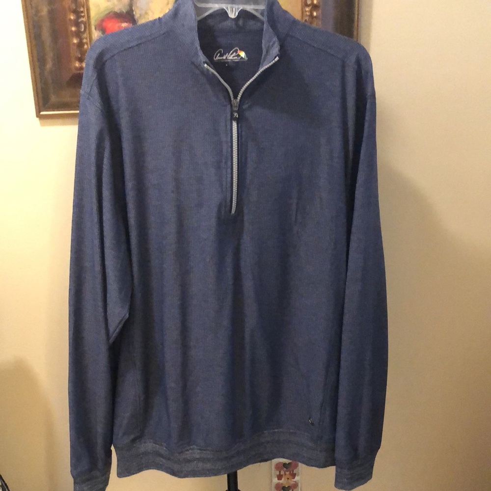 Arnold Palmer Classic pullover partial zippered stretch ribbed hems jacket